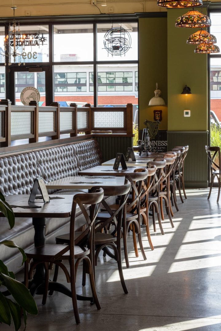 banquette and chairs in a restaurant pub setting