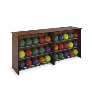 commercial bowling ball rack hold 30 balls with drink rail