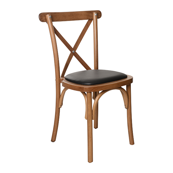 upholstered commercial wood chair with cross back