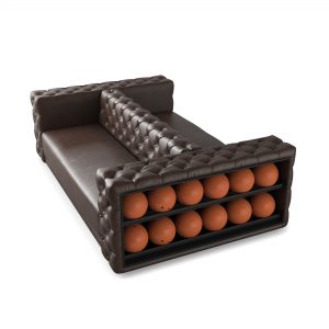 bowling sofa with built in ball rack