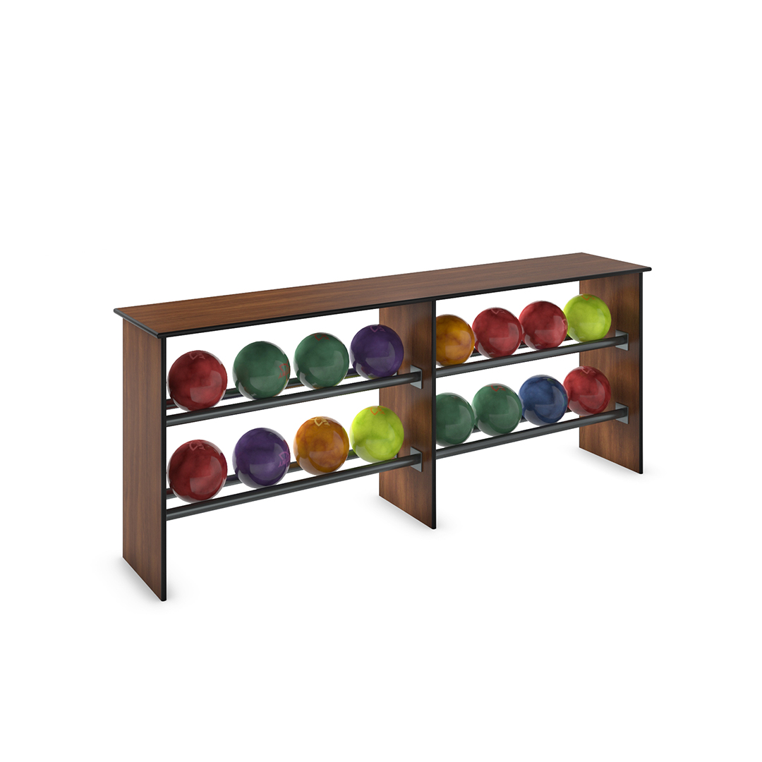 commercial bowling ball storage rack holds 16 balls