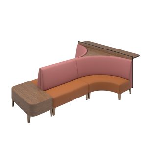 Encore commercial bowling lane sofa with drink rail