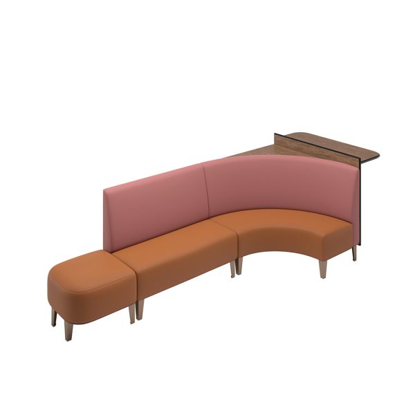 Encore commercial bowling lane sofa with drink rail