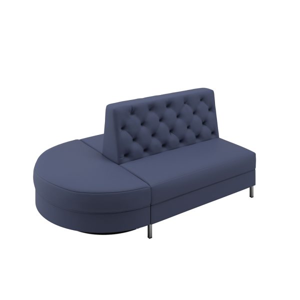 Perfect Game 2.0 diamond-tufted sofa with recessed toekick for bowling lanes