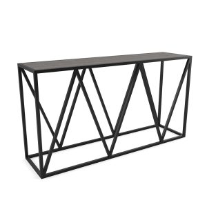 chevron console table with metal base and laminate top