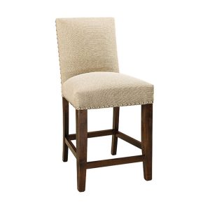 Daley barstool with wood legs and upholstery
