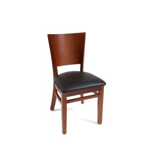 commercial wood dining chair with upholstered seat