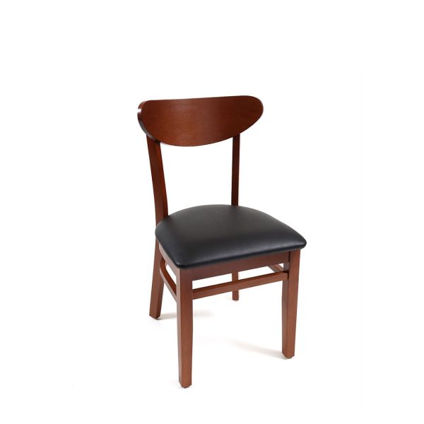 commercial wood dining chair with upholstered seat