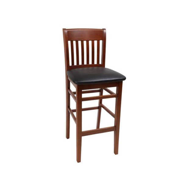 commercial wood barstool with upholstered seat