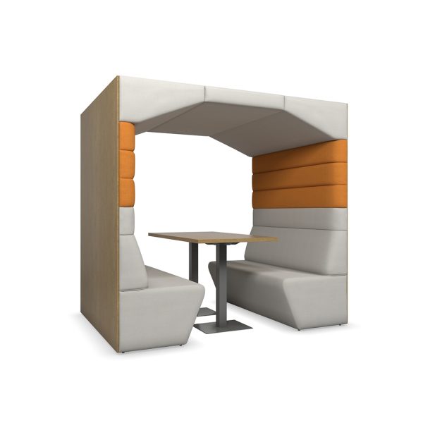 commercial seating pod Alistair with table and laminate back