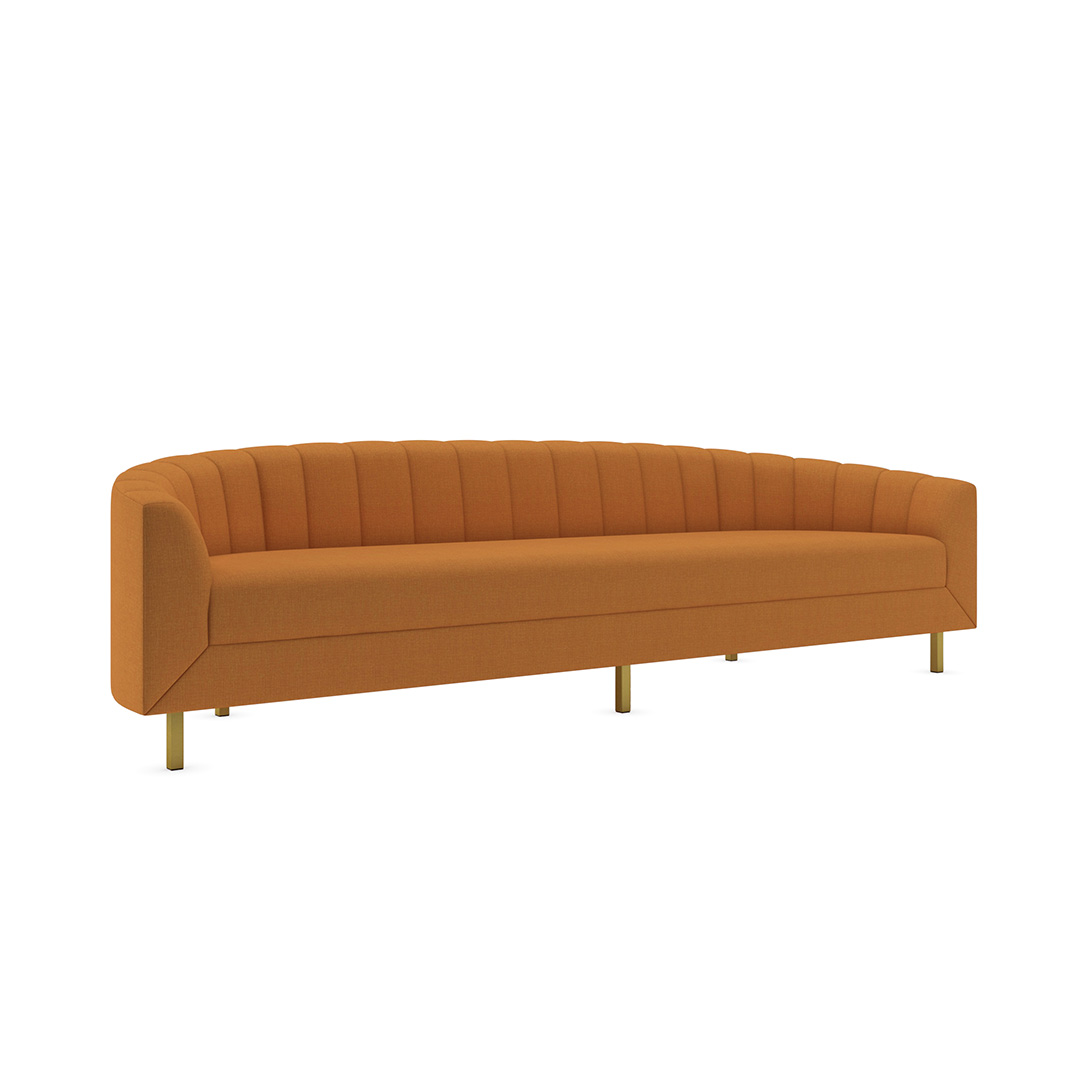 Brickell commercial sofa with metal legs art deco style