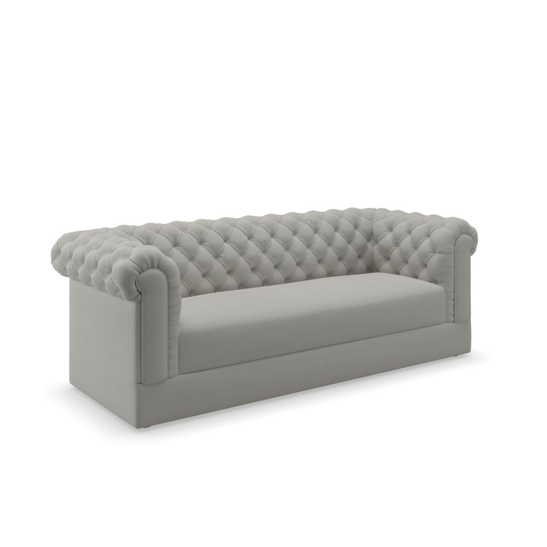 westchester commercial sofa with french roll arms and diamond tufting
