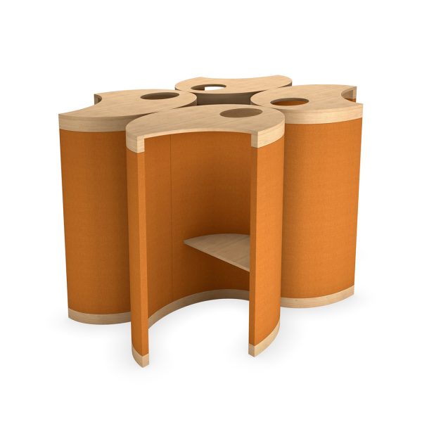 Yin Yang commercial seating pods with builtin desks