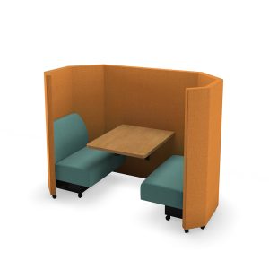 Honeycomb seating pod with built in table