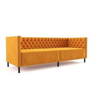 Palomina commercial sofa with diamond tufting and metal legs