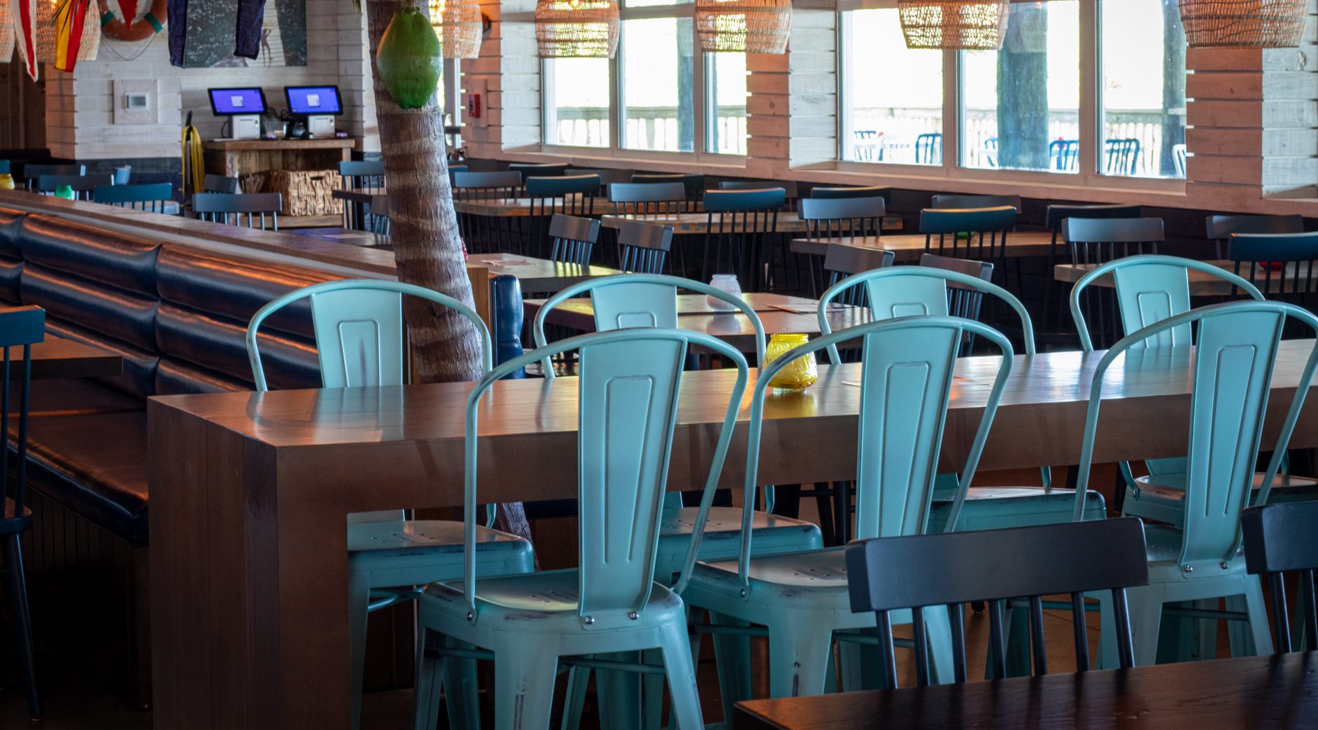metal commercial chairs in restaurant