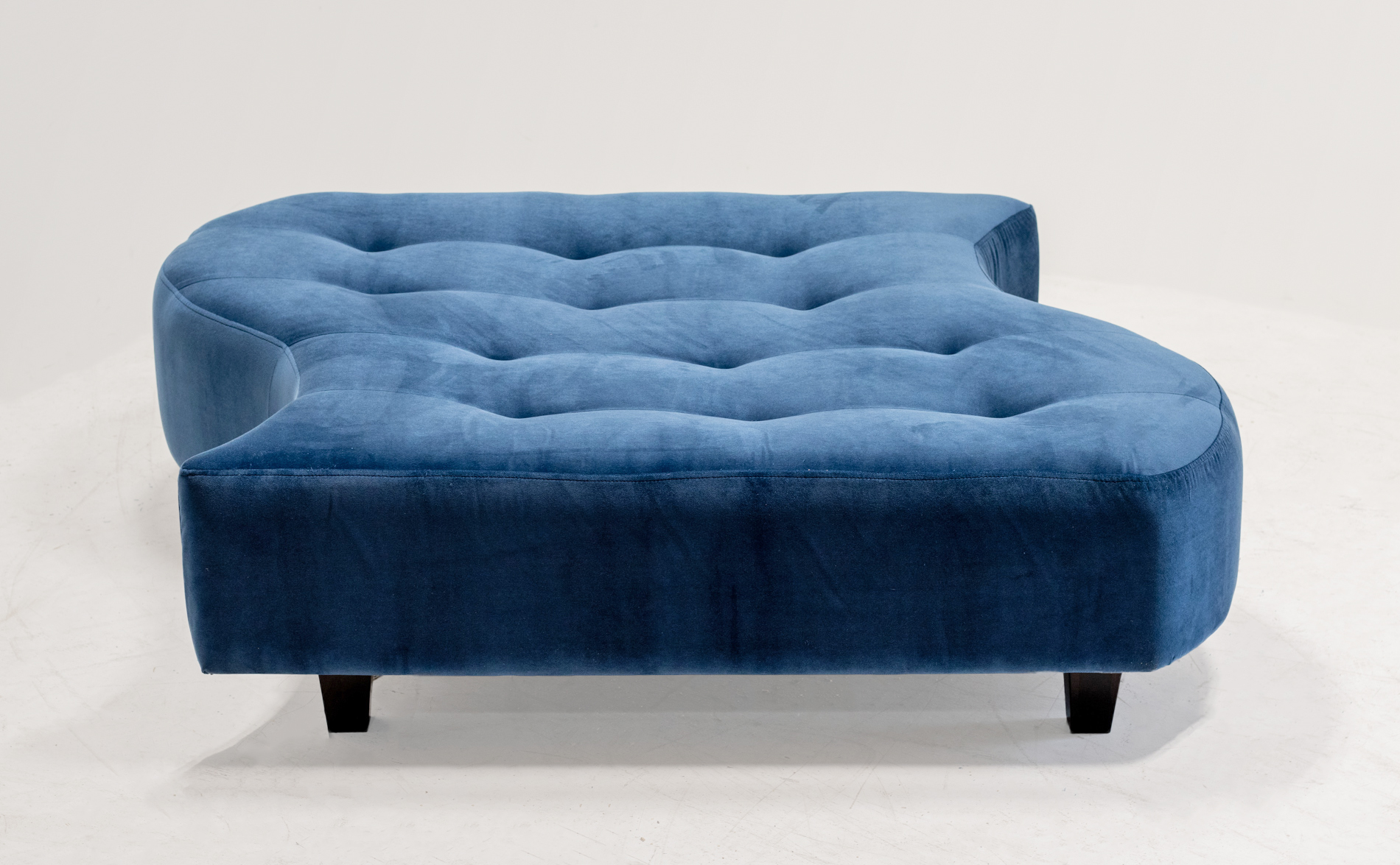 custom blue velvet bench