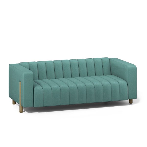Wilfred commercial sofa with vertical channels and wood inset legs