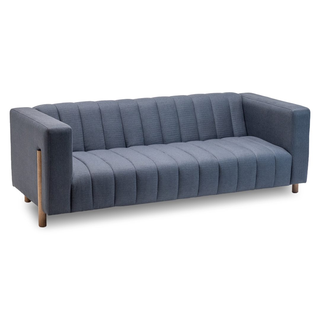 vertically channeled commercial sofa with cylinder leg