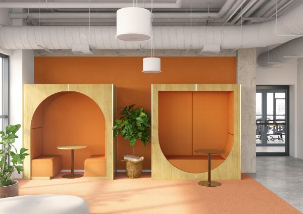 commercial arched seating pods in office environment