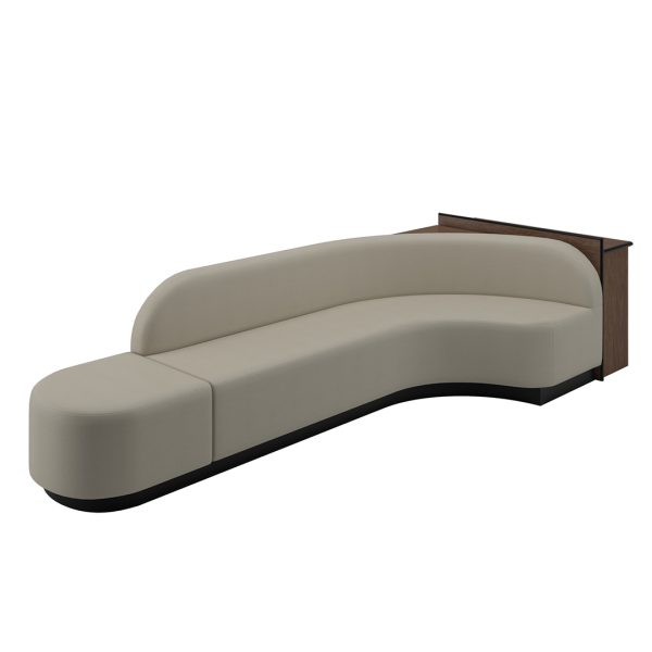 Brooklyn single-sided bowling lane sofa with drinkrail