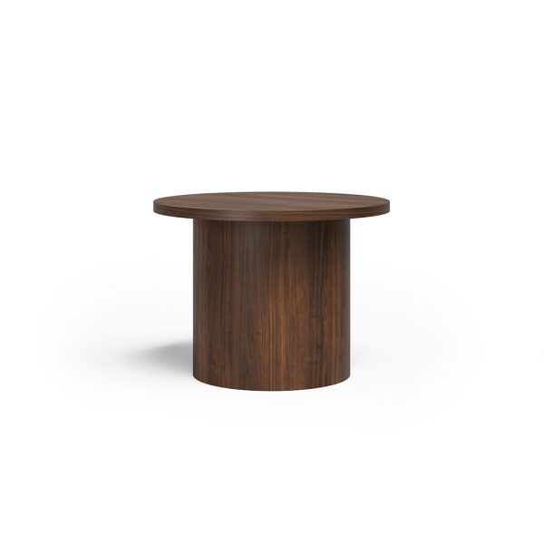 Orbit Nesting Tables in wood grain laminate drum style