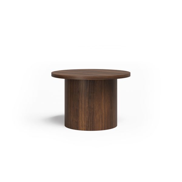 Orbit Nesting Tables in wood grain laminate drum style